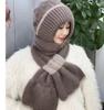 Зимние теплые вязаные толстые шапки-шарфы для женщин на открытом воздухе, высокоэластичная ветровая шапка