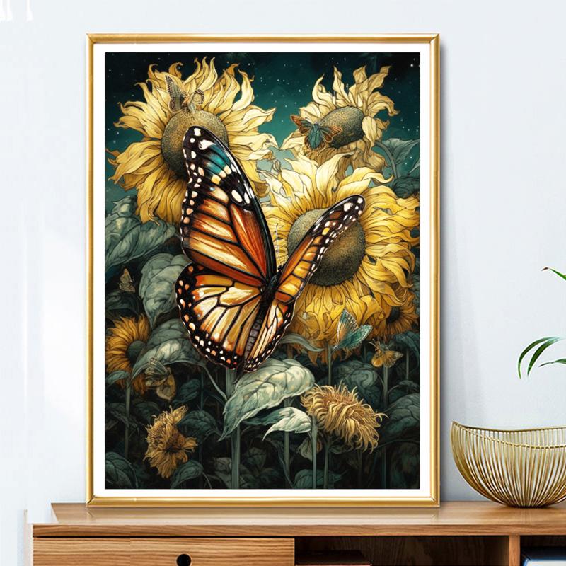 5d DIY Алмазная картина вышивка крестом Подсолнух Бабочка Алмазная вышивка Мозаика Домашний декор