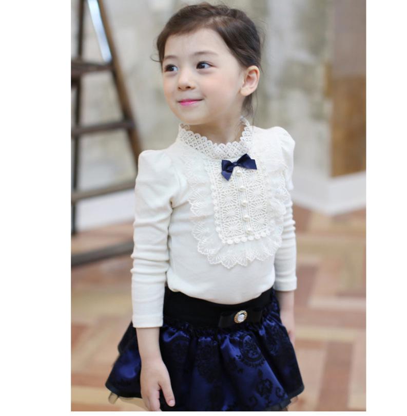 Korean Children's Lace Beaded Cotton T-shirt Top
