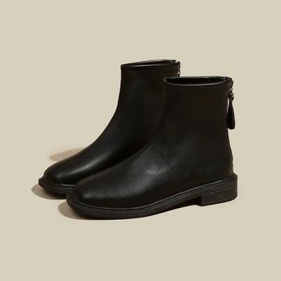 2024 Горячая Распродажа Туфли Женские Ботинки Женские Ботинки Осенние Квадратные Носки Однотонные Короткие Ботинки На Низком Каблуке Модные Ботинки Botas De Mujer