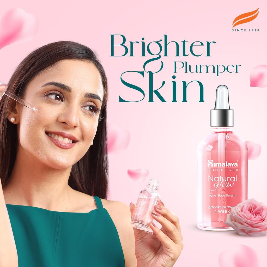 Himalaya Rose Face Serum 30ml With Hyaluronic Acid & Niacinamide For Glowing Hydrated Skin