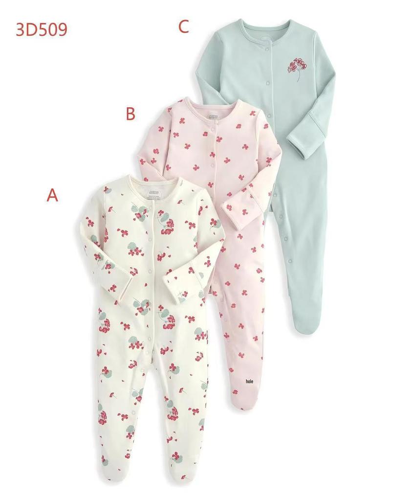 Детский комбинезон на весну и осень: Хлопковый ромпер-пижама с закрытыми ножками для новорожденных мальчиков и девочек