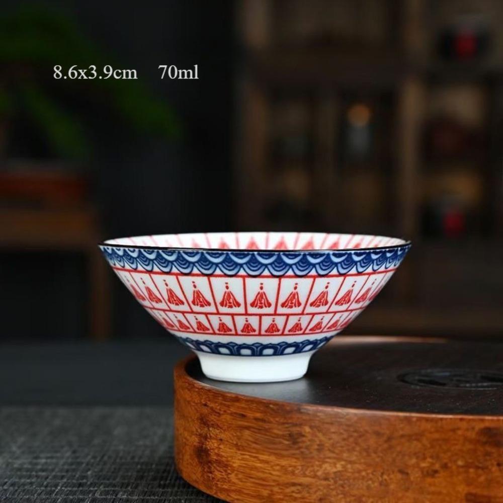 Blue&White Porcelain Tea Cup-Thousand Buddha Conical Chalice, Dual-Use Gongfu Tea/Sake Set, Jingdezhen Ceramic Masterpiece