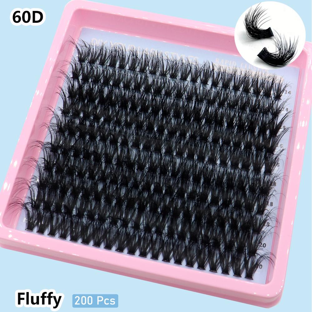 Черные пучковые ресницы, 10 рядов, термоклеевые ресницы CC/D/DD из меха норки, с длинными глазами.