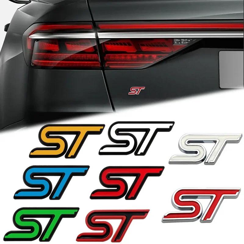 AJG1 3D Metal ST Badge Decal Car Body Emblem Rear Trunk Sticker for Ford Everest Fiesta Focus Mondeo Ranger Mustang Transit Explorer