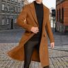 Мужское шерстяное пальто с лацканами, длинным рукавом, пуговицами, планкой, средней длины, однотонное ветровка в стиле ретро