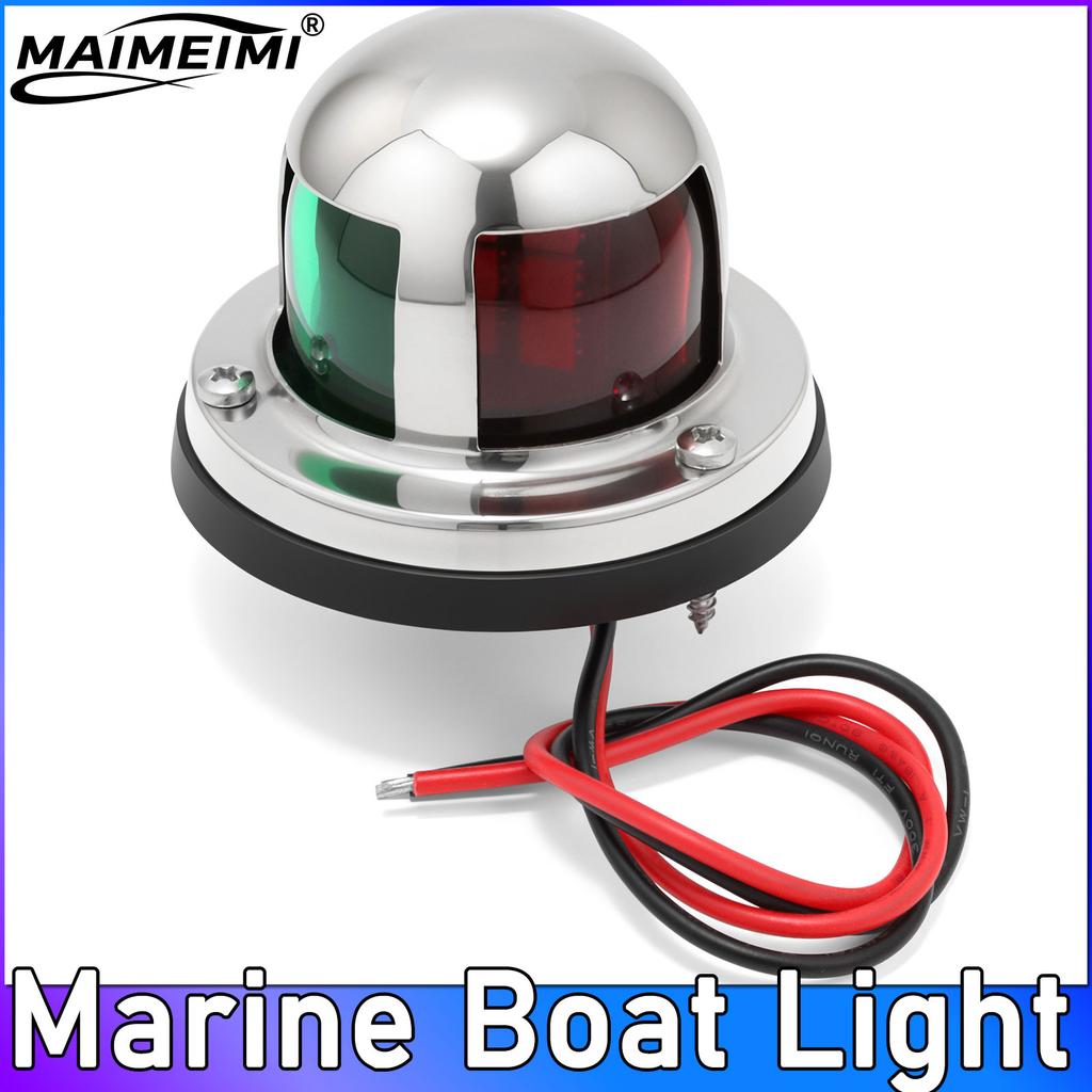 QC 12V Warning Signal Light Stainless Steel 1pc Red Green LED Navigation Lights Sailing Lamp for Marine Yacht