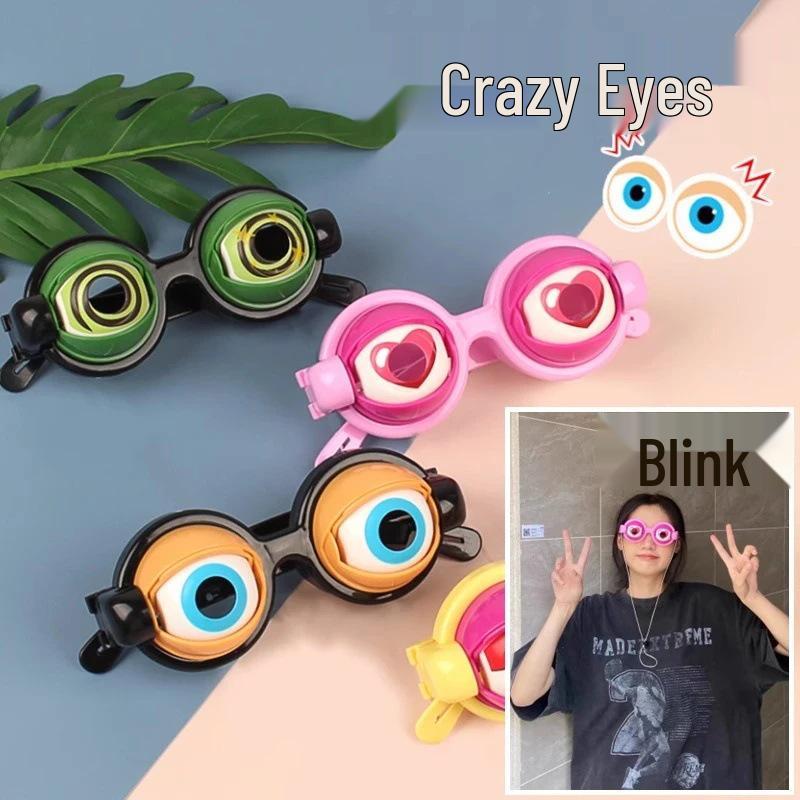 New Funny Crazy Glasses: Blink and Prank with Pull String - Perfect for Kids' Fun!