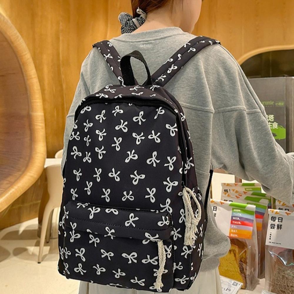 Large Capacity Bow Backpack Lightweight Teenagers Shoulder Bag Students School Bag Ladies/Girls