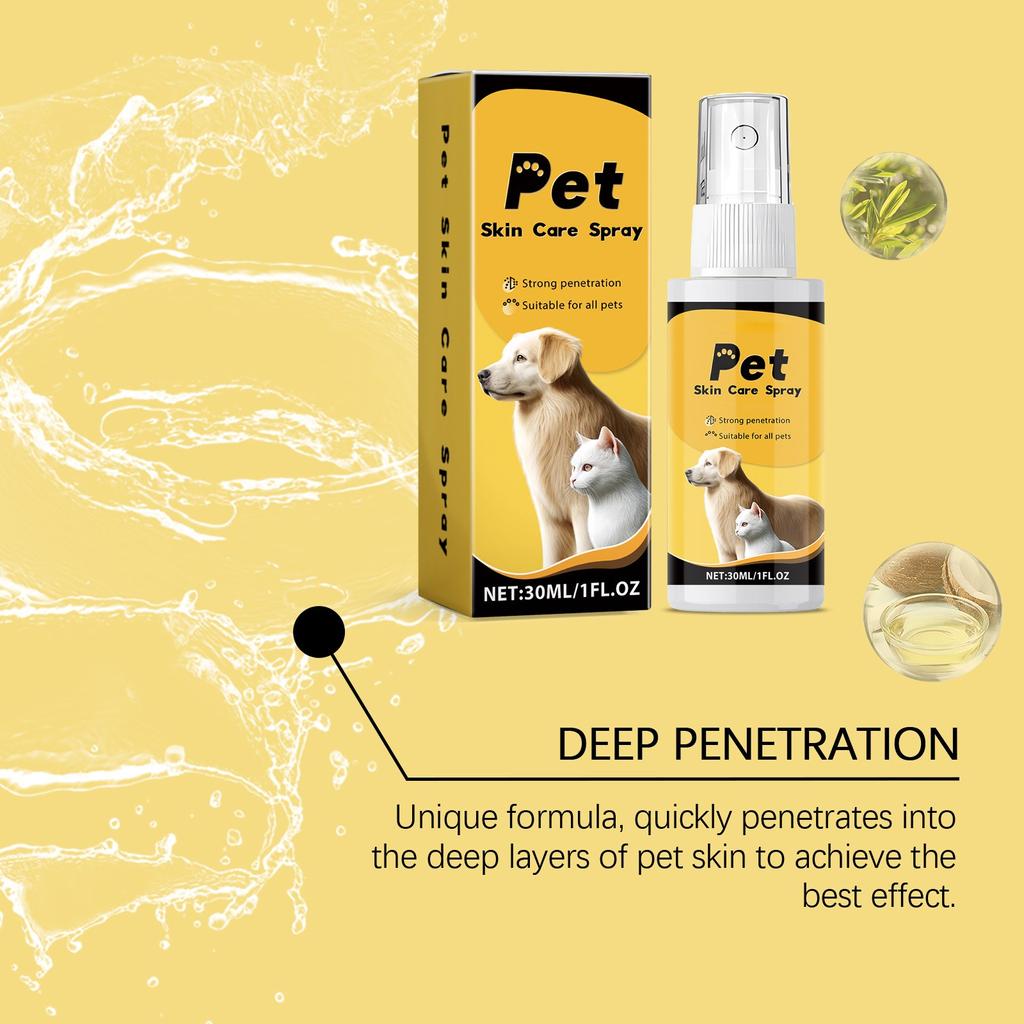 Pet Skin Spray Dog & Cat Skin Care Spray, Soothing Spray Cleansing & Softening Skin, Soothing -Itch Care Spray Nourishing Spray,30ML