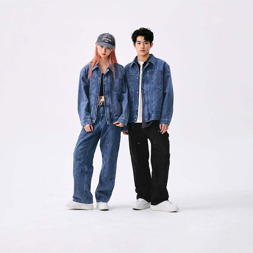 New MLB MONOGRAM Collection New York Yankees SS25 Jacket Unisex Standard Denim 3ADKM0551-50INS