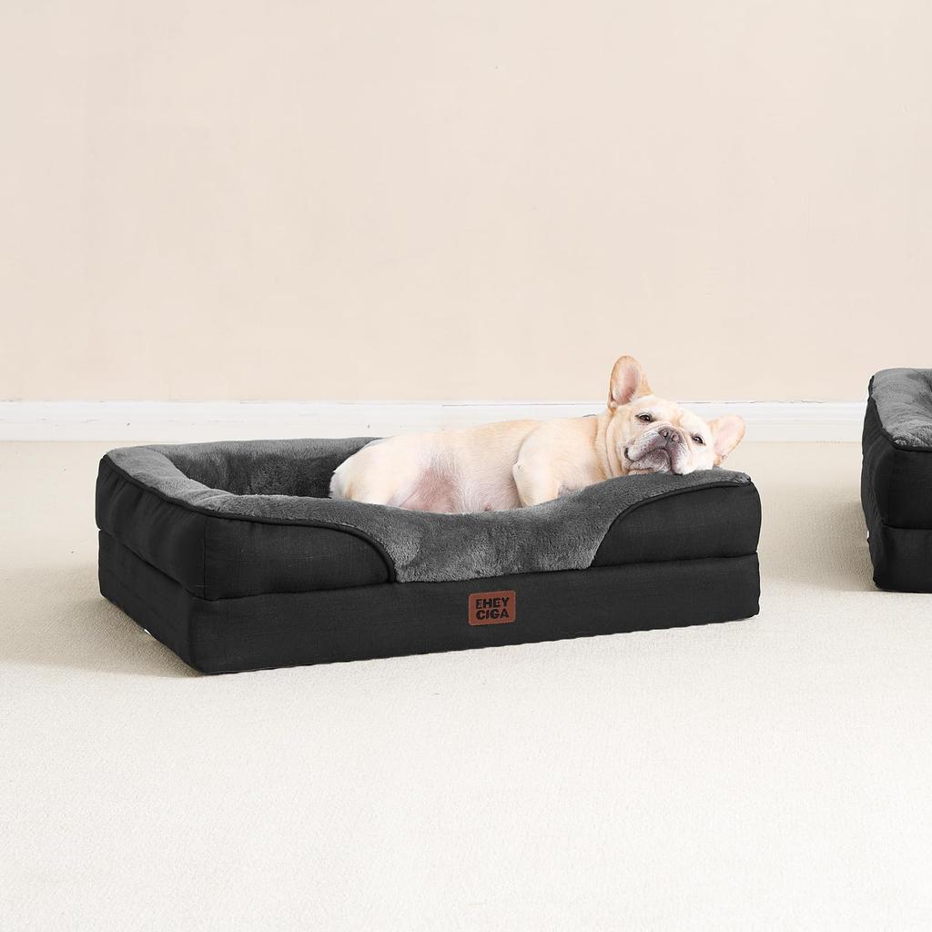 EHEYCIGA Dog Cat Suitable for Small and Medium Removable Bed, Washable, Waterproof, Bed, High-Rebound, Medium, Dogs, Cushioned, Cover, Non-Slip (Dark
