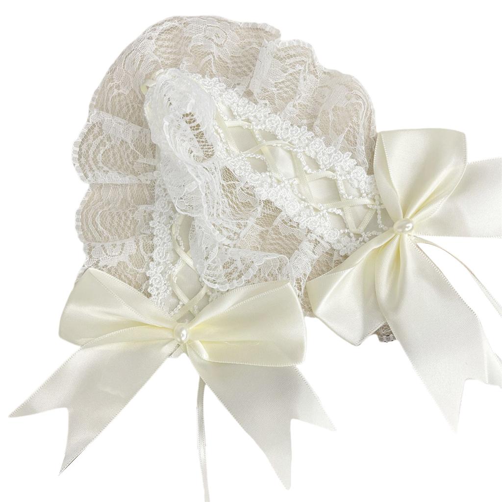 Subculture Lace Trim Hairband Anime Costume Hairband for Women Girl Party Headwrap Y2K Sweet Lace Bowknot Wide Headband