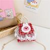 Stylish And Cute Red Pearl Handbag For Girls Featuring Adorable Butterfly Bow Accent
