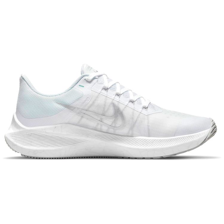 Nike Увеличить Winflo 8 White Metallic Silver Женские кроссовки Pure-Platinum Summit-White CW3421-104
