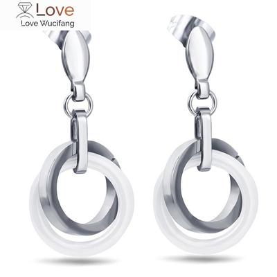 Высококачественные круглые серьги из титановой стали и керамики Crystal от Austrian Simple Fine Jewelry подходят женщинам и женщинам