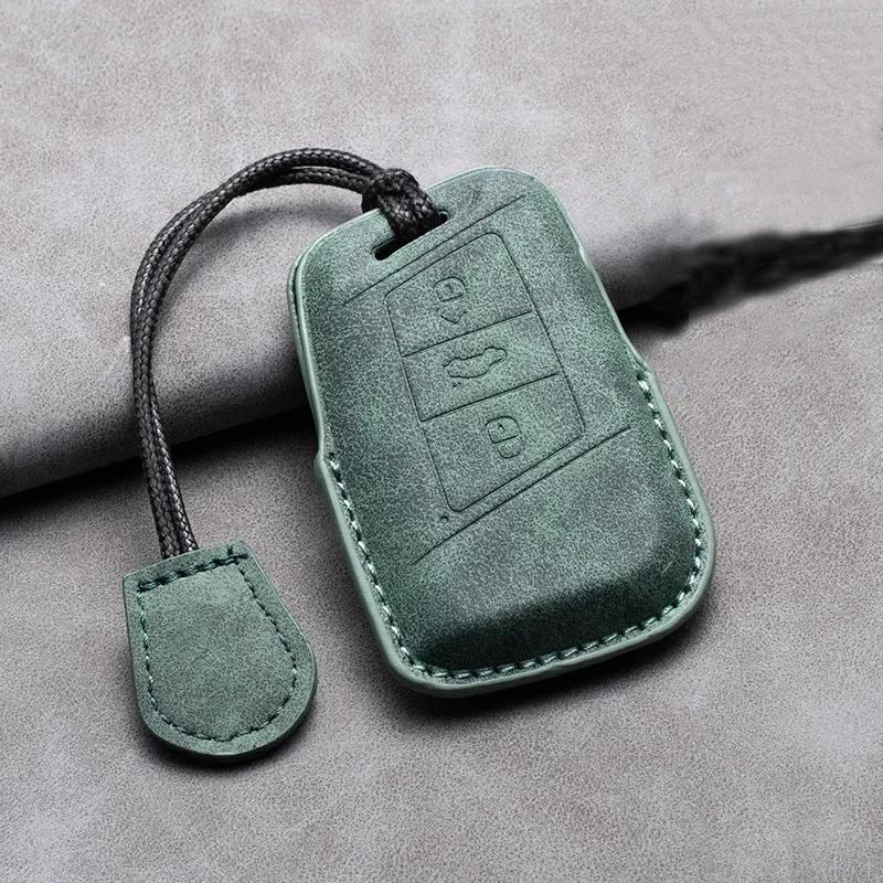 Кожаный чехол для автомобильного ключа для VW Volkswagen Passat B8 Magotan для Skoda Kodiaq Superb A7 Keyless Suede Keychain Car Accessories