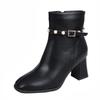 Women's Shoes 2024 Fashion Side Zipper Women's Boots Hot Sale Metal Decoration Office and Career New Belt Buckle Ankle Boots