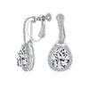 Vintage Style Halo Clear Cubic Zirconia AAA CZ Fashion Formal Dangle Drop Tear Screw Back Clip Earrings Women Prom Pageant Bridesmaid Wedding Silver