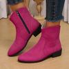 Распродажа женской обуви 2024 года, модные женские ботинки с боковой молнией, зимние замшевые однотонные короткие бочонки на низком каблуке, большие размеры, Botas De Mujer