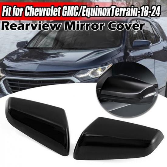 Rearview Mirror Cover Cap Heated Gloss Black For Chevy Equinox Terrain 2018~2023