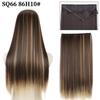 MISS WIG Synthetic Invisible Fish Wire No Clip Wavy Hair Extensions Long Hairpiece Natural Black Brown Blonde for Women Fake Hair Piece