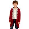 Boys Medieval Renaissance Victorian Jacket Turn Down Collar Long Sleeves Fake Two in One Lace Embroidery Tailcoat