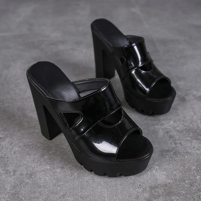 Pantuflas Mujer Wear 2024 Лето Новые Универсальные Повседневные Водонепроницаемые Туфли Рыбий Рот На Высоком Каблуке Красные Сапатос Женские