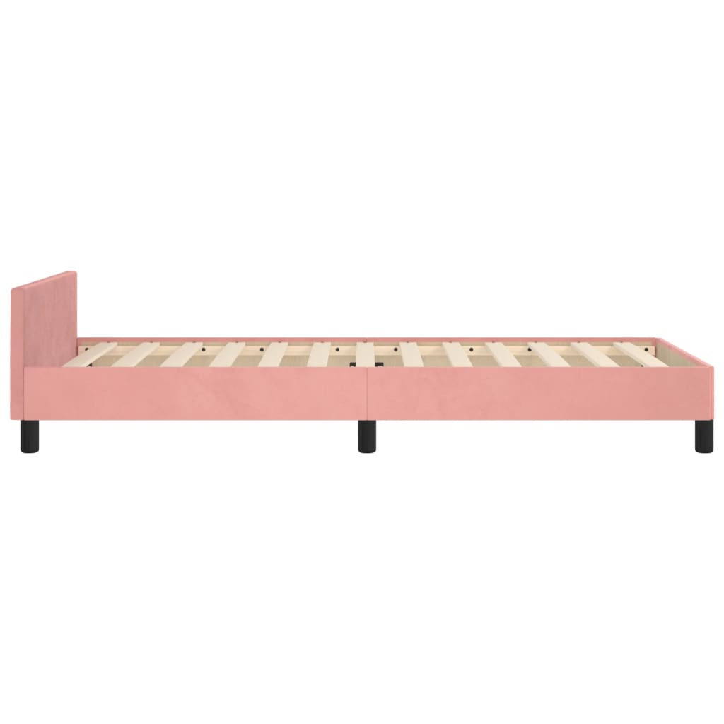 Pink Bed Frame with Headboard 80 x 200 cm Velvet