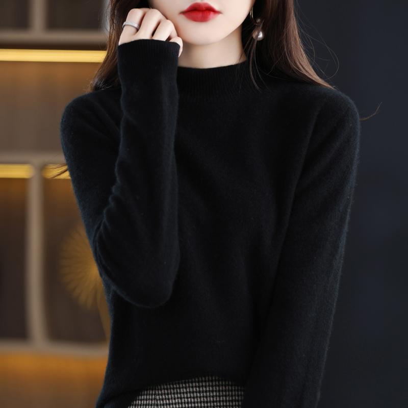 Женский свитер с полуводолазкой, кашемир Цинхэ, 30% кашемир, 70% шерсть, зимний вязаный пуловер, осенний свитер, кашемировый свитер