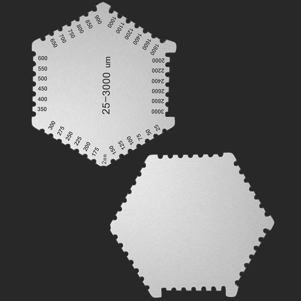 Paint Thickness Gauge 25-3000um Stainless Steel Hexagon Wet Film Comb for Paint and Coating Measurement Thickness Gauge