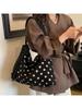 Hobo Bag Women PU Black Polka Dot Daily Commute