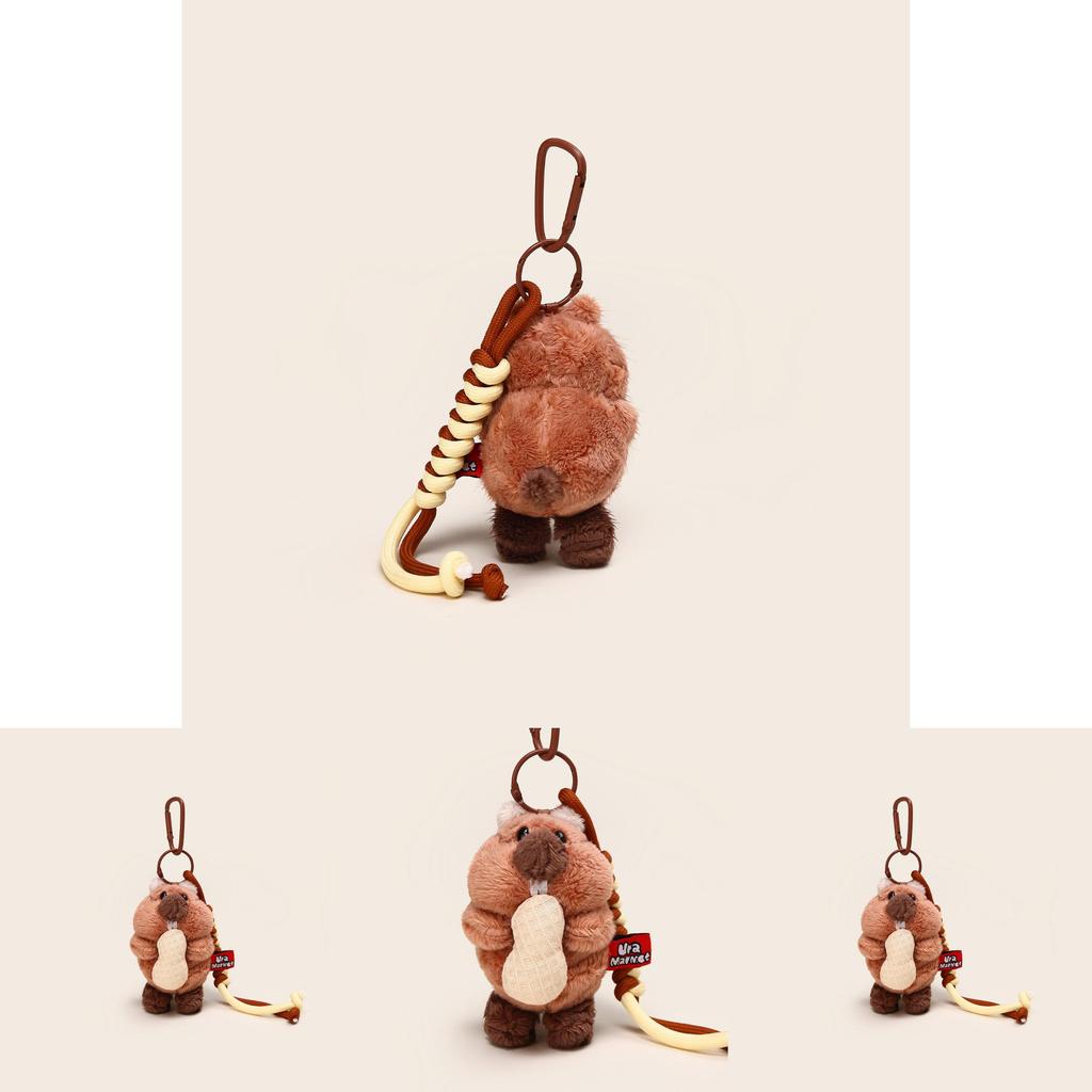 Cute Cartoon Eating Peanuts Groundhog Plush Toy Pendant Keychain For Bag Decor And Gifts