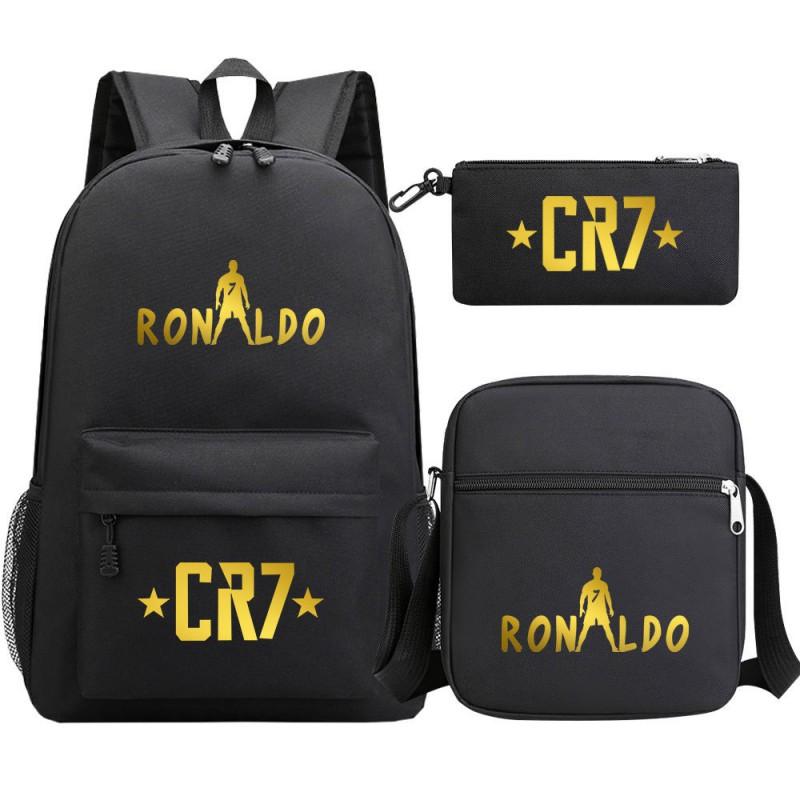 Youth Football Star Print Backpack Set Teens - 3-Piece Unisex Oxford Fabric School Bag With 13 Laptop Compartment