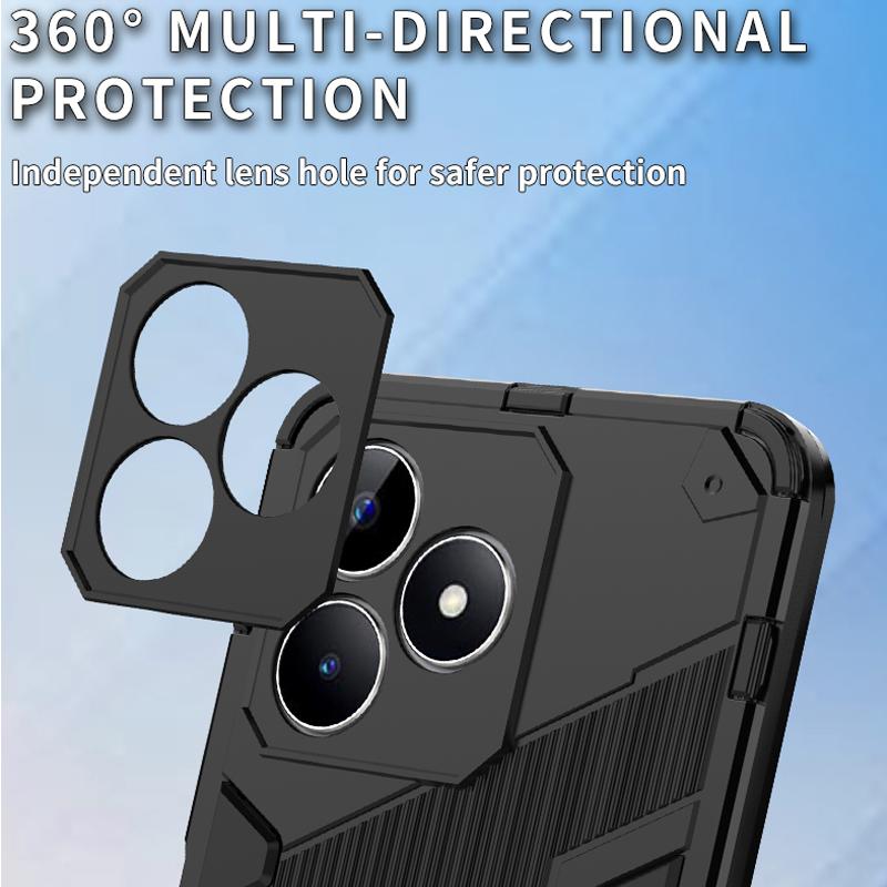 Противоударный чехол для Realme C51 C53 C55 C61 C63 C65 C67 Note 50 4G Бампер Броня Задняя Подставка Чехол для телефона для OPPO A79 5G Fundas