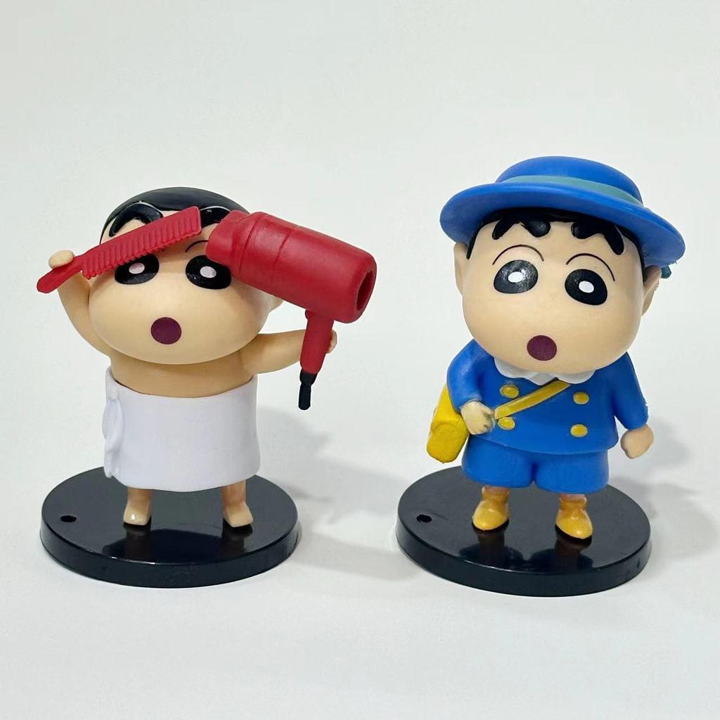 Crayon Shinchan Bathing Figures Set, Doll Machine, Gashapon Display, Car Cake Ornaments, Cute Decorative Figurines