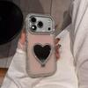 Зеркальный держатель в форме сердца для чехлов iPhone 14-17 Pro с боковым отверстием и блестками
