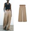 Spring and Summer New Women's Clothing Pleated Decoration with Belt Silk Satin Texture Wide Leg Casual Pants 9193556