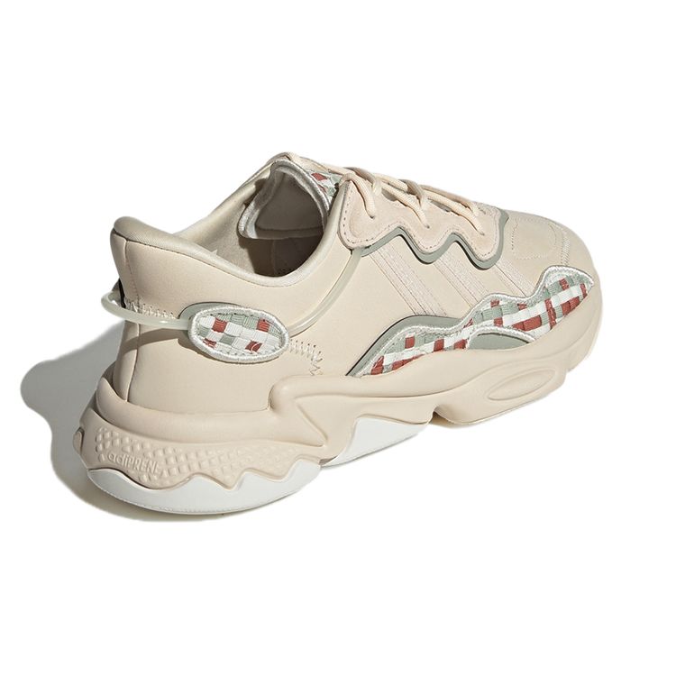 Adidas Originals Ozweego Ткань Кожа Удобная Спортивная Износостойкая Низкие Кроссовки Повседневная Обувь Унисекс Бежевый GY9018