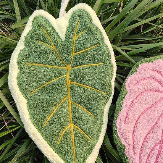 Полотенце для рук в форме листа с петлей для подвешивания Кухонное полотенце для рук Толстое Впитывающее Многоразовое Портативное полотенце Аксессуары для ванной и кухни