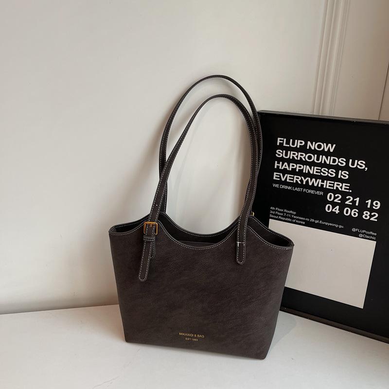 Ретро сумка большой вместимости женская зимняя новая повседневная сумка через плечо для поездок на работу простая текстурная сумка-тоут