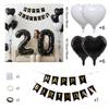 32 inch black digital balloon set 0-9 with colored felt ball decoration for decorating birthday parties and anniversaries