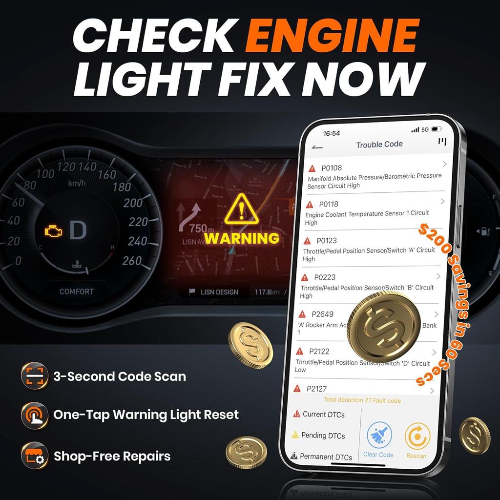 (Обновленный AD310) ANCEL AD310BT OBD2 Сканер Bluetooth - Читатель кодов неисправности двигателя, Escaner Automotriz С Премиум-приложением На IOS И Android, Автомобильный