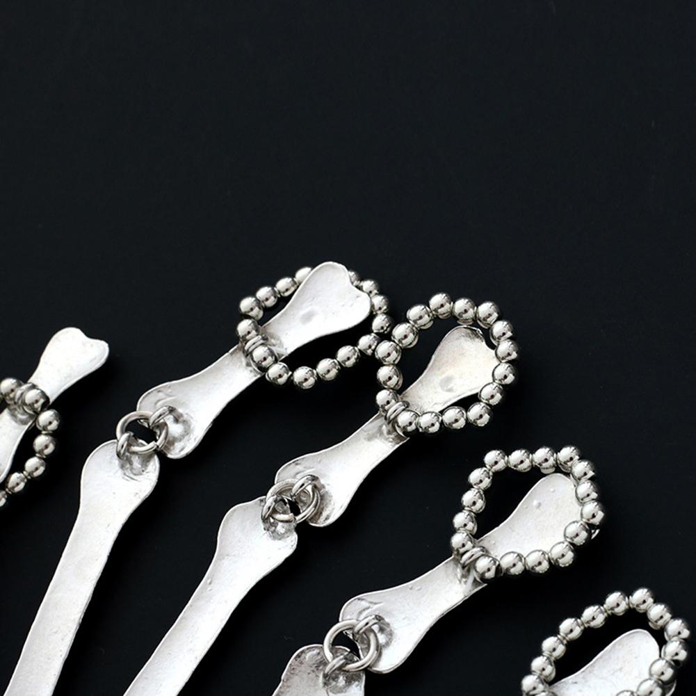 Unisex Elastic Metal Skeleton Linked Hand Chains Halloween Punk Style Bracelet Ornaments