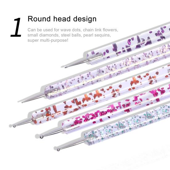 5Pcs/Set Nail Pen Long Lifespan Easy To Use Acrylic Double-Head Nail Art Drawing Liner for Beauty