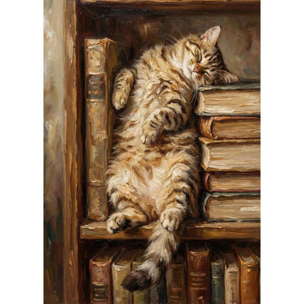 Quirky Cat Art Poster Oil Painting Kitten Prints Canvas Painting Cat Wall Art Pictures Home Living Room Vintage Pets ati