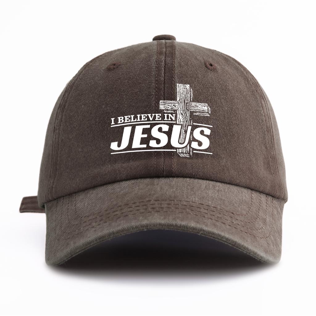 Pc JESUS Print Washed Baseball Cap for Adults Minimalist Retro Style Casual Soft Adjustable Dad Hat Perfect As Gift