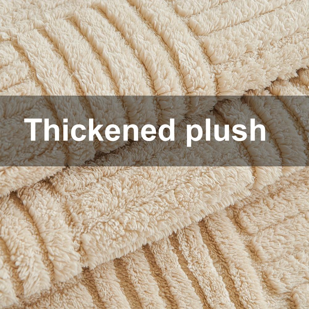 Solid Color Thicken Sofa Towel Winter Plush Striped Sofa Covers Non-slip Couch Slipcovers Sofa Mats for Living Room Home Decor