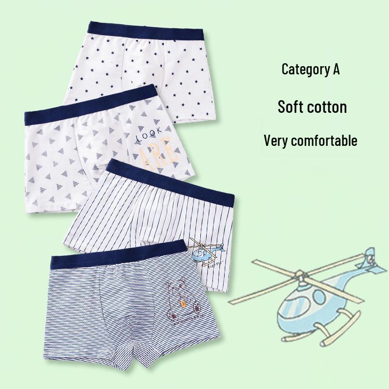 Детские мультяшные хлопковые боксеры средней посадки - Дышащее нижнее белье для учеников класса А