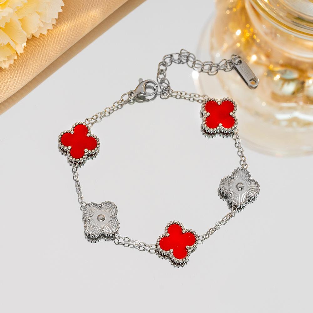 Браслет с четырьмя листами клевера, легкие роскошные ювелирные аксессуары высокого класса